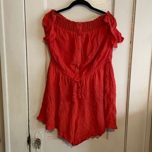 American Eagle Off The Shoulder Orange Romper